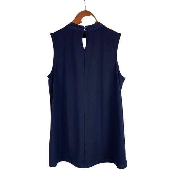 Cocomo Petite Womens Sleeveless Navy Top With Lace Detail & Back Button Closure - Picture 2 of 5